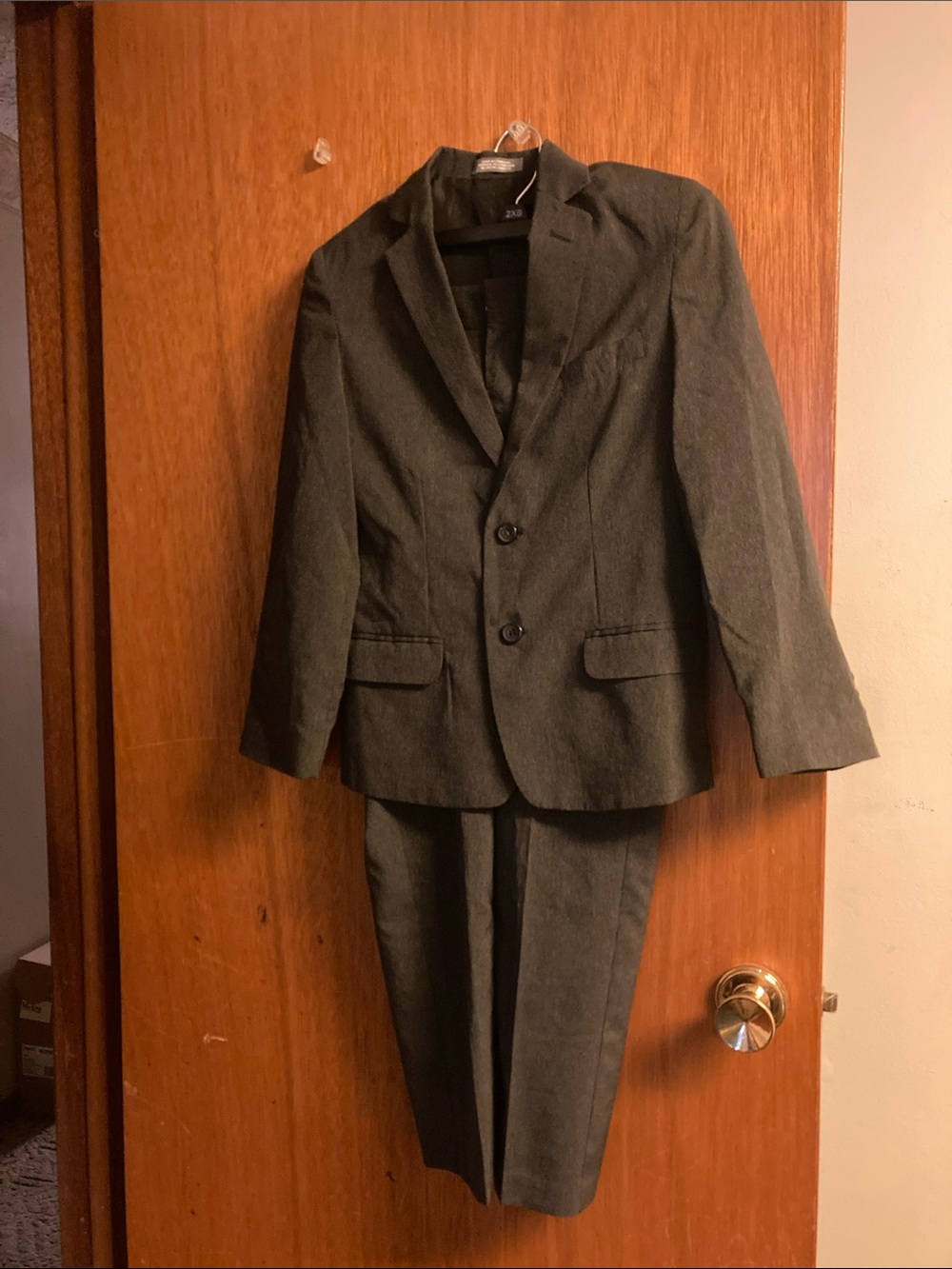 Van Heusen Boys Charcoal Pinstriped Gray Two-Piece Dress Suit